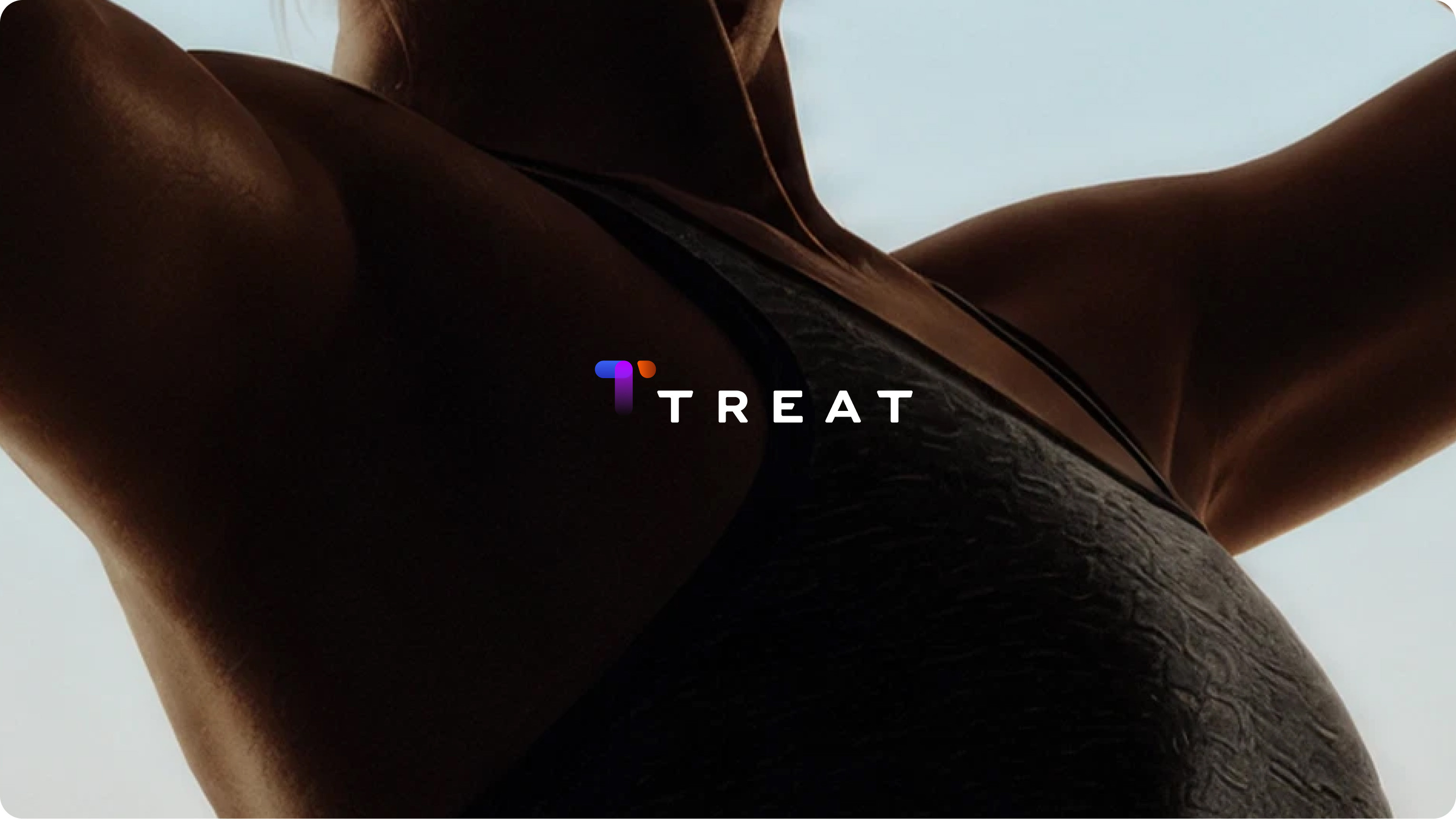 Treat brand key visual: the Treat logo over a close-up of an athlete in dark sportswear